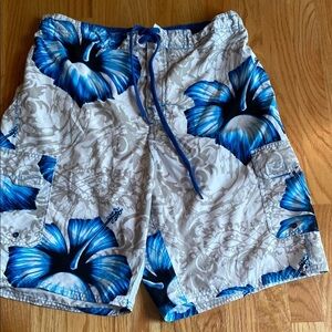 OP Blue and White Floral Men's Board Shorts